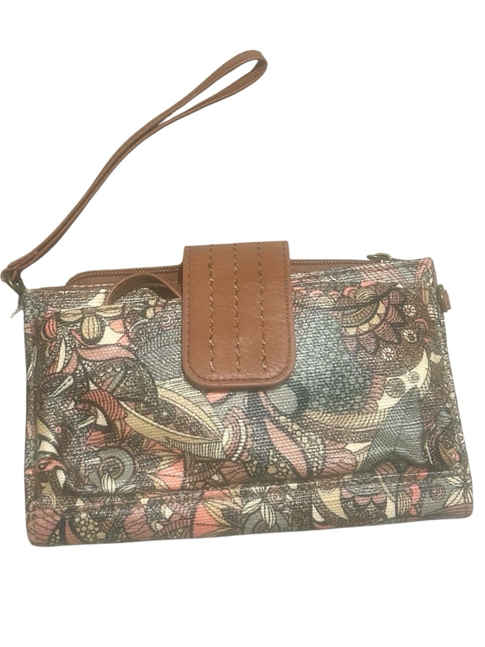 Sakroot Women's Multi-Color Floral Wristlet Clutch - Brown Accent